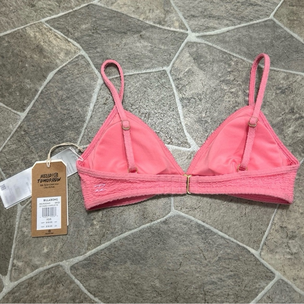NWT Billabong Textured Pink Bikini Top Bralette XS - Picture 3 of 3